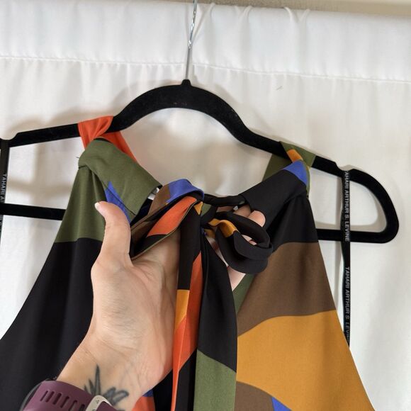 Tahari Arthur S Levine Maxi Dress Women's 8 Black Color Block High Neck Sleevlss - Picture 12 of 13